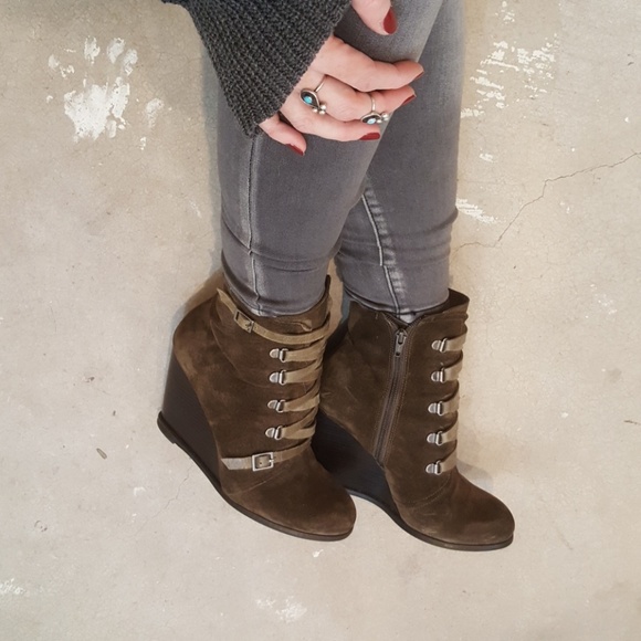 BCBGeneration Shoes - BCBGeneration Suede Leather Wedge Ankle Boots